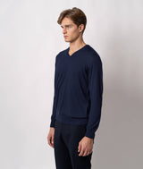 Maglione scollo a V in cashmere e seta Alaska