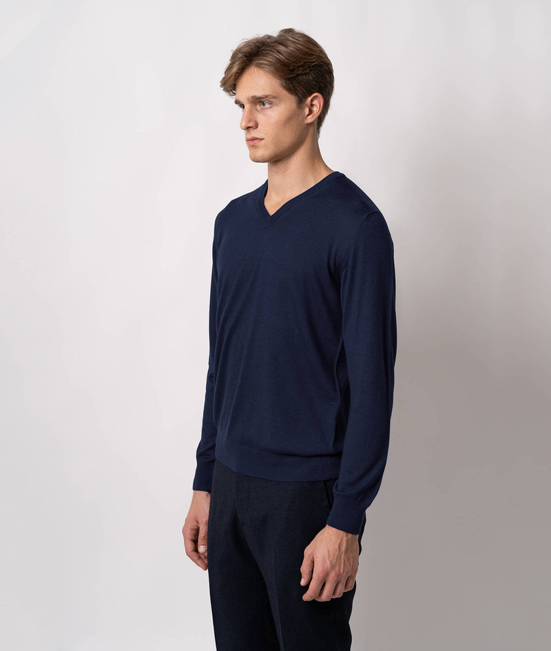 Maglione scollo a V in cashmere e seta Alaska