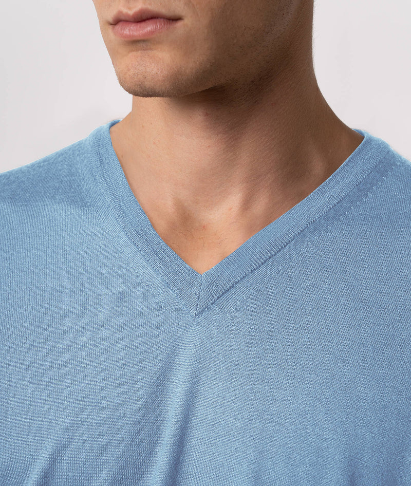 Maglione scollo a V in cashmere e seta Alaska