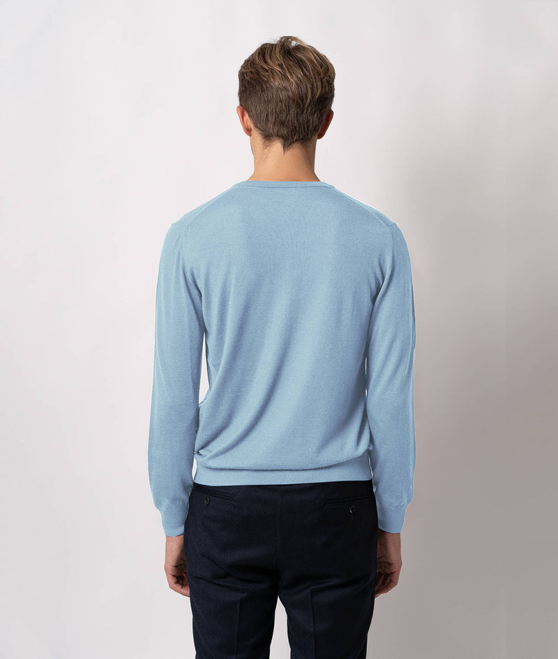 Maglione scollo a V in cashmere e seta Alaska